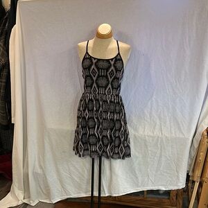 Black & lt pink Patterned Women's Dress